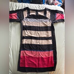 Ann Taylor Size M Striped Shift Dress Lined Y2K hi lo hem